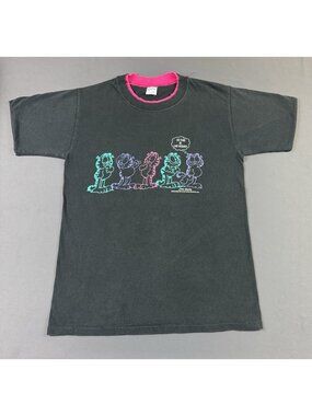 Rare Vintage 90s Garfield Jim Davis Art Cartoon Sun Fade Black Pink Velva Sheen